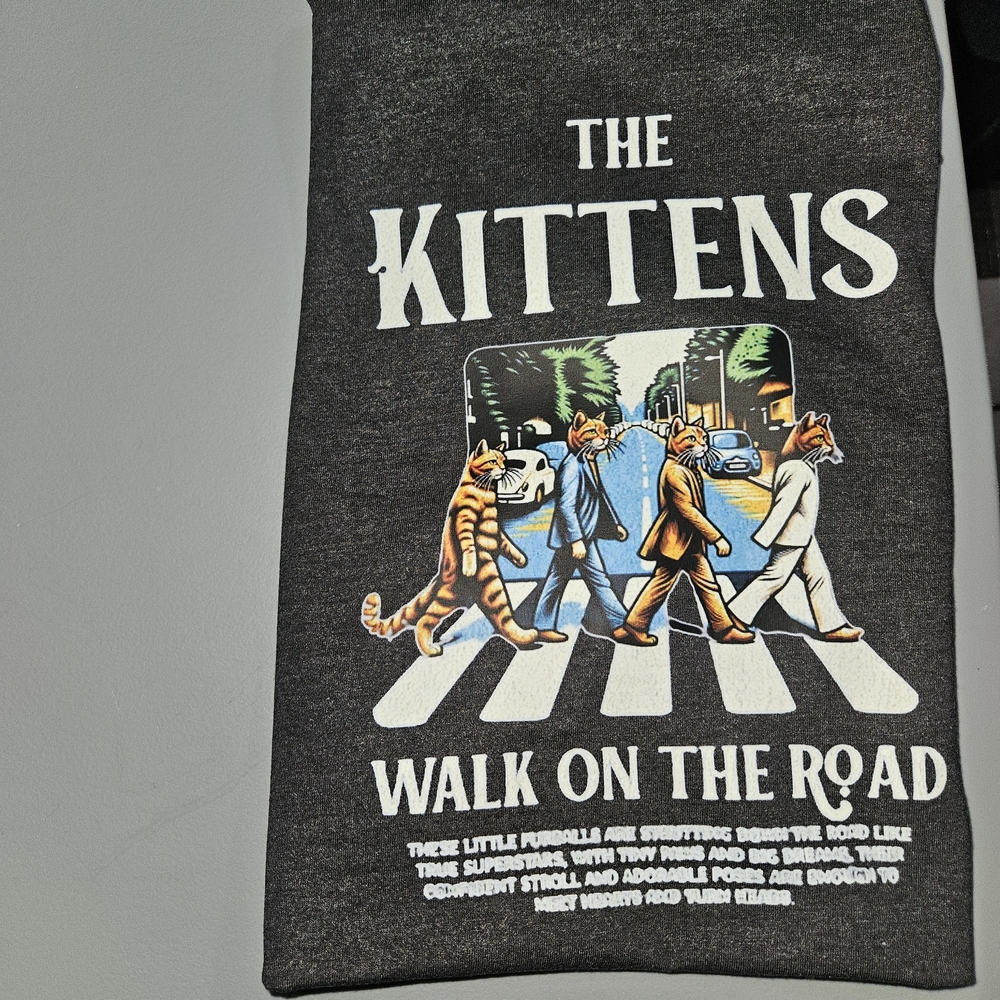 Gray 'The Kittens Walk on the Road' Graphic Tee Sizes: SM/M/L
